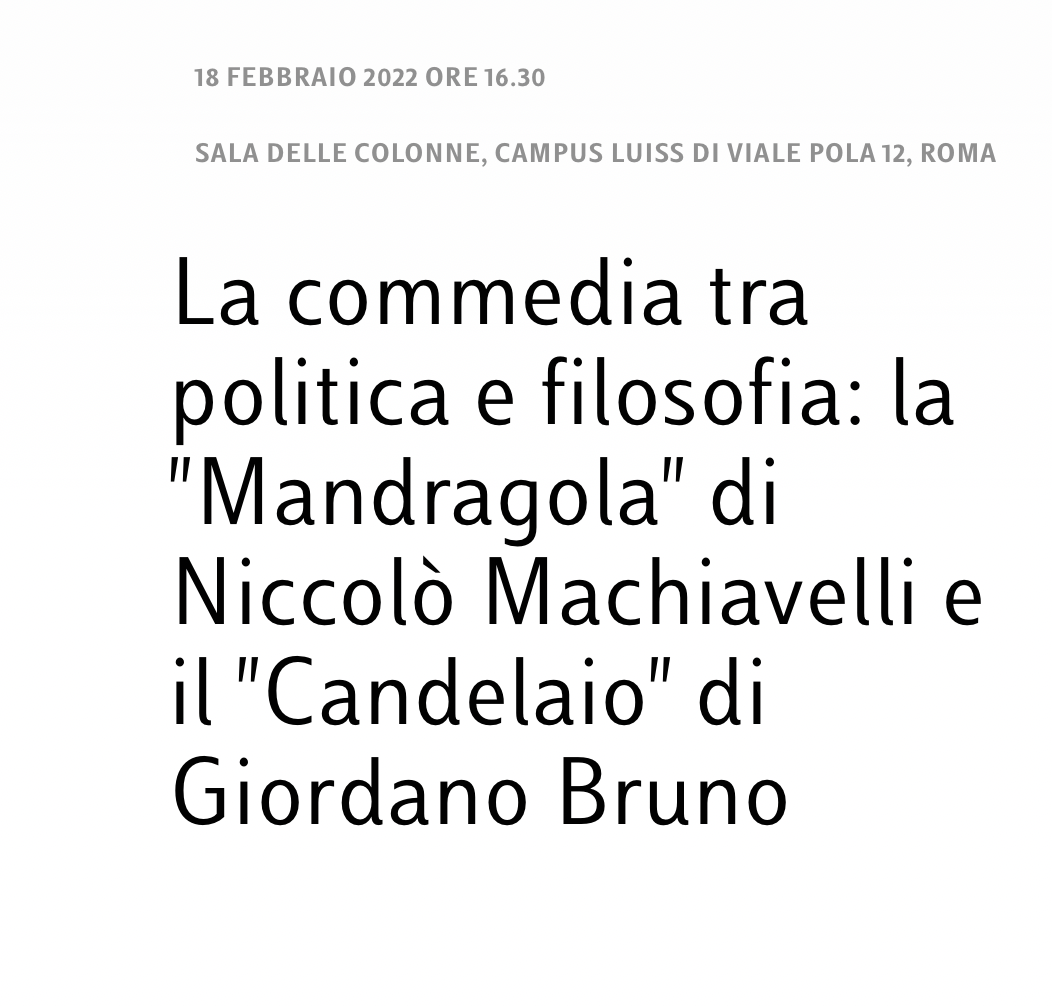 La commedia tra politica e filosofia: la "Mandragola" di Niccolò Machiavelli e il "Candelaio" di Giordano Bruno